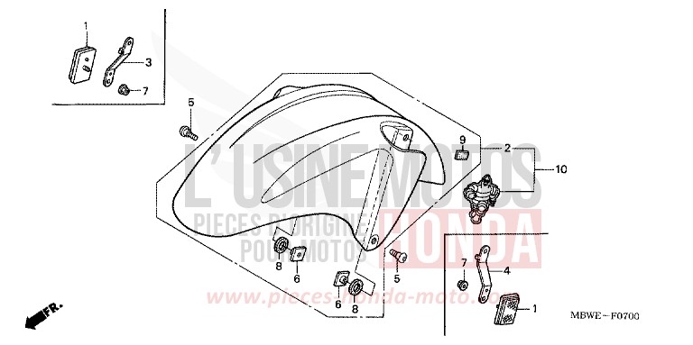 KOTFLUEGEL, VORNE von CBR600F Special Edition ACCURATE SILVER METALLIC (NH146B) von 2002